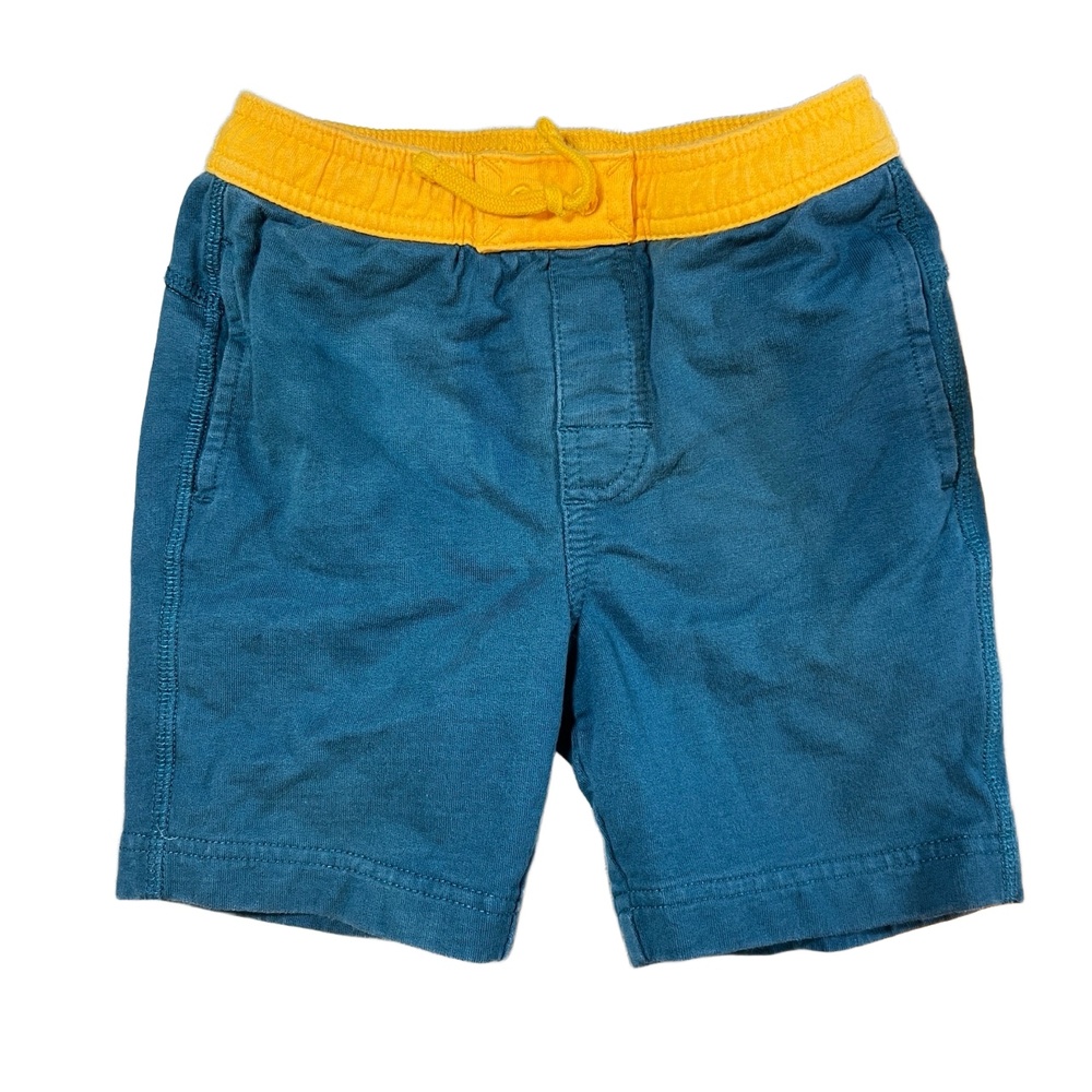Tea Shorts Blue Elastic Waistband Pull On Colorblock Pocket Kids Size 4